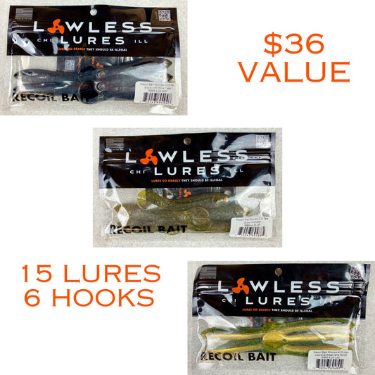 Chartreuse - 5.25 Lawless Lures 5 Pc Recoil Bait Set
